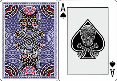 İskambil kağıdı, maça ası ve kafatası