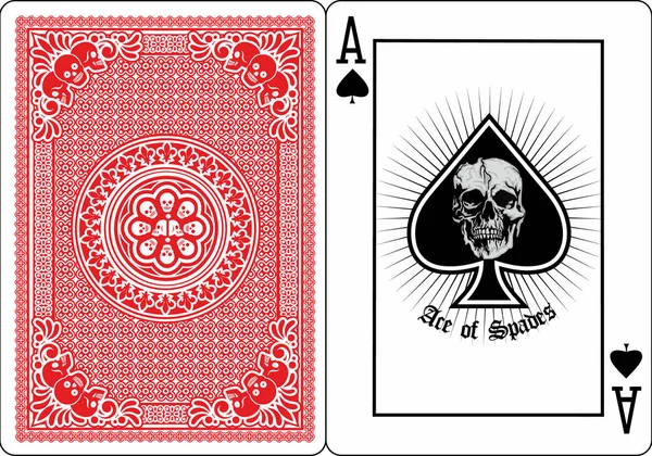 Playing Card Ace Spades Skull — Stock Vector