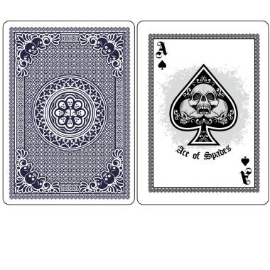 İskambil kağıdı, maça ası ve kafatası