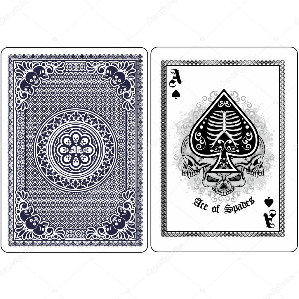 playing card,ace of spades with skull