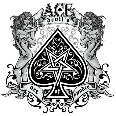 ace of spades with skull and sexy girl,, grunge vintage design t shirts