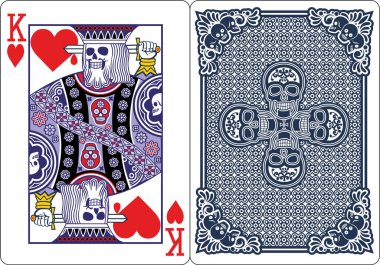 Poker, iskambil, kafatası ile kalplerin kralı.