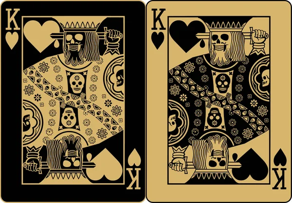 扑克牌 扑克牌 头盖骨的红心之王 — 图库矢量图片