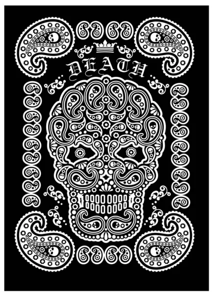 Skull Paisley Vintage Design Shirts — Stock vektor