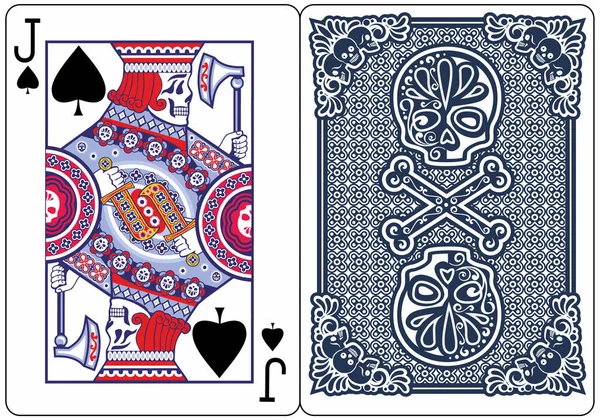 Poker Playing Card Skull Jack Spades — 스톡 벡터