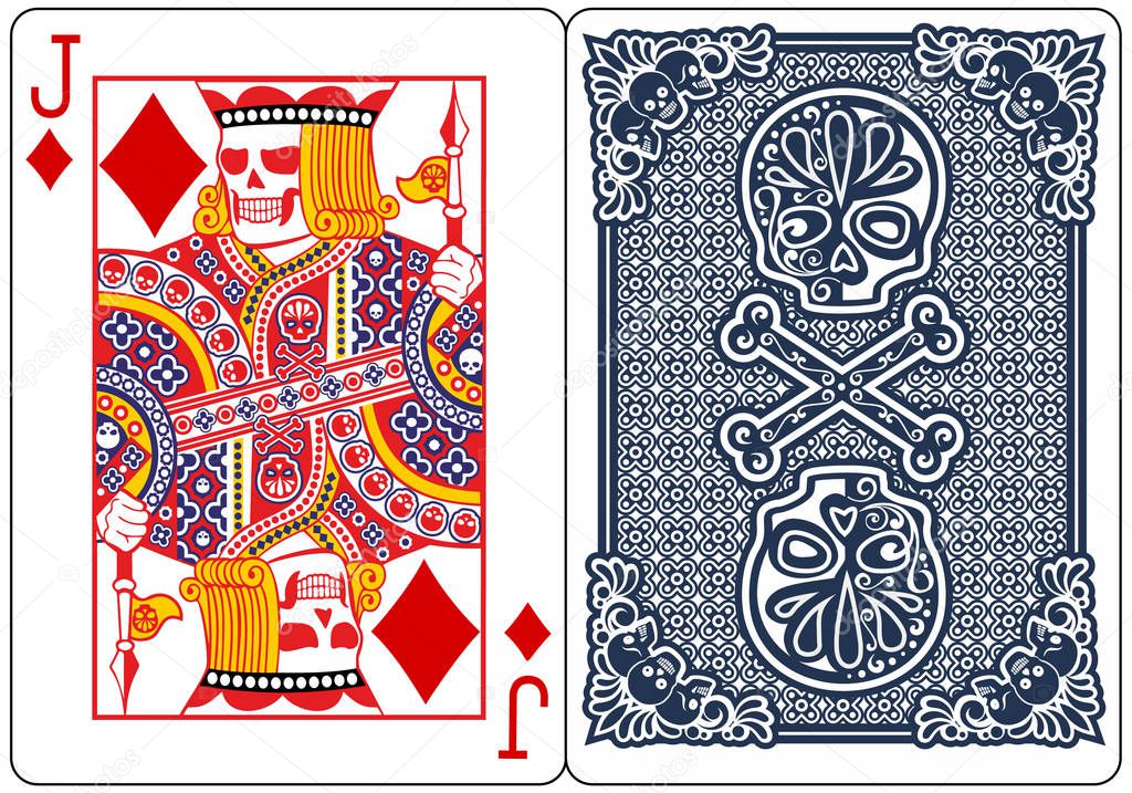 poker, playing card, with skull, Jack of diamond