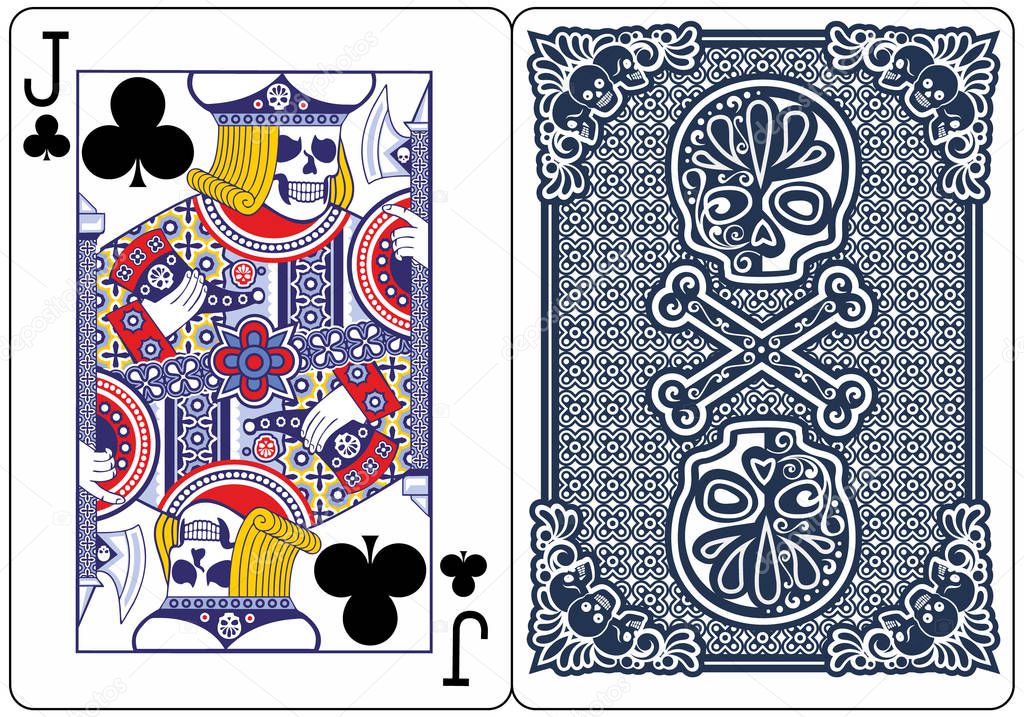 poker, playing card, with skull, Jack of clubs