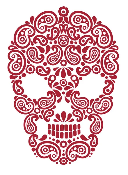 頭蓋骨とペイズリーヴィンテージのデザインTシャツ — ストックベクタ