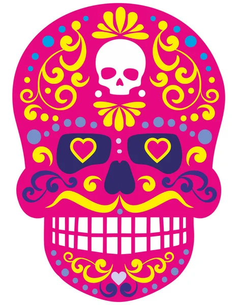 Day Dead Calavera Mexicana Azúcar Camisetas Diseño Vintage — Vector de stock