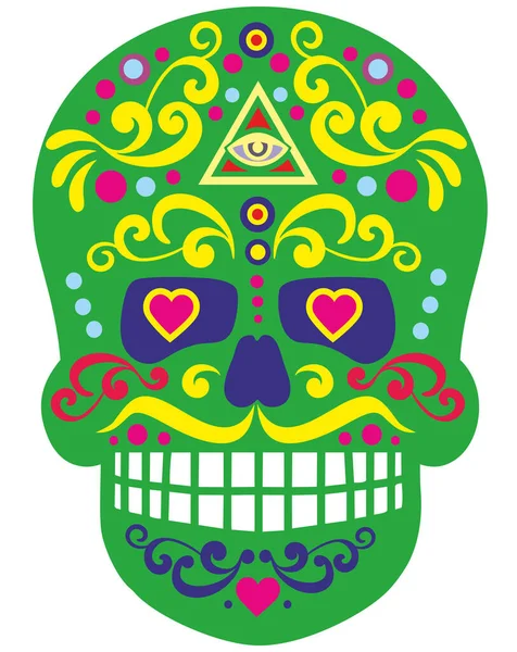 Day Dead Calavera Mexicana Azúcar Camisetas Diseño Vintage — Vector de stock