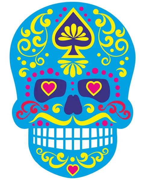 Day Dead Calavera Mexicana Azúcar Camisetas Diseño Vintage — Vector de stock