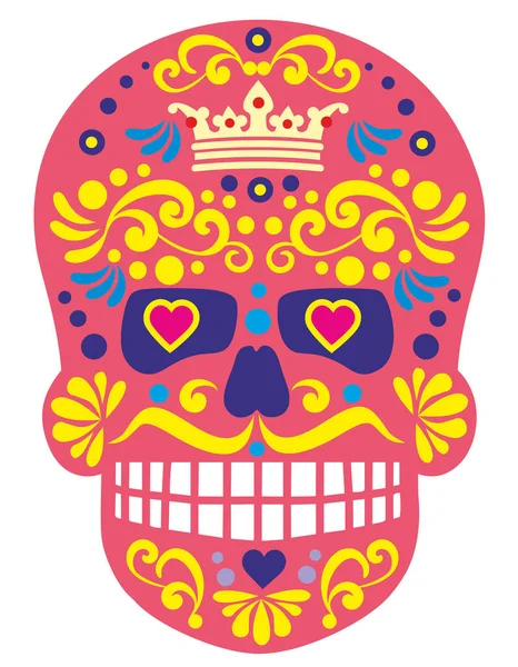 Day Dead Mexikói Cukor Koponya Vintage Design Pólók — Stock Vector