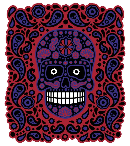 Dia Dos Mortos Crânio Açúcar Mexicano Camisetas Design Vintage — Vetor de Stock