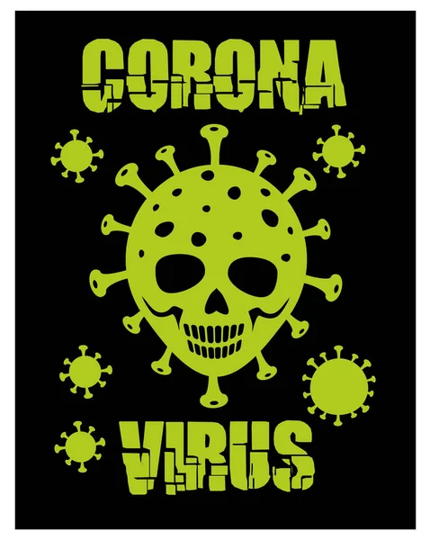 Signo Coronavirus Con Cráneo Diseño Camiseta — Archivo Imágenes Vectoriales