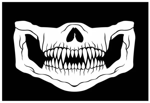 頭蓋骨と捕食者の歯を持つ顔のマスク — ストックベクタ