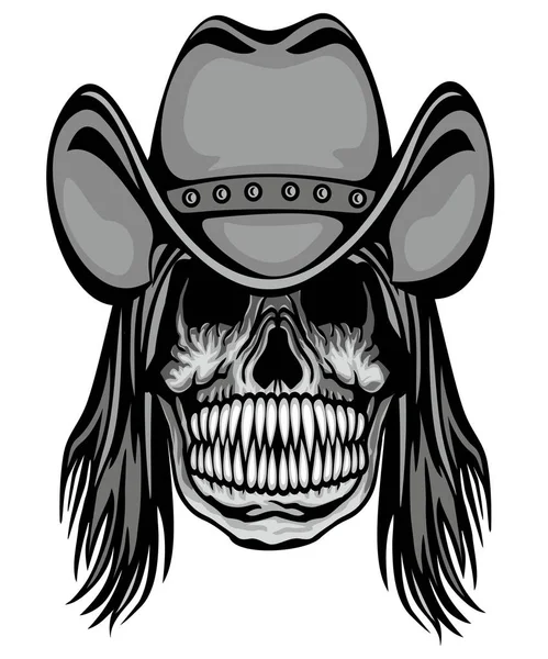 Cráneo Agresivo Con Dientes Depredadores Camisetas Diseño — Vector de stock