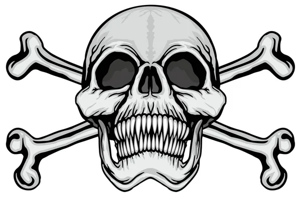 Crâne Agressif Avec Dents Prédateurs Shirts Design — Image vectorielle