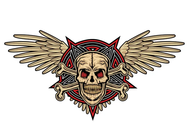 Gothic Schild Mit Totenkopf Und Flügeln Grunge Vintage Design Shirts — Stockvektor