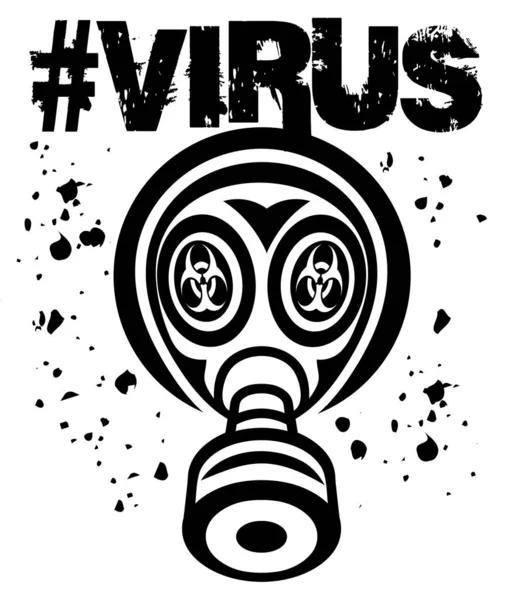 Biohazard Virus Signo Con Máscara Gas Grunge Vintage Diseño Camisetas — Vector de stock