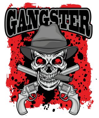 Gangsterlerin kafatası, grunge vintage dizayn tişörtü