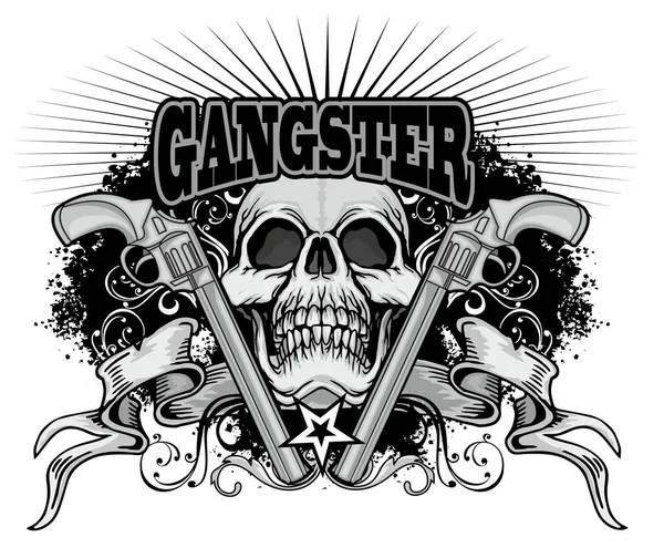 Γκάνγκστερ Κρανίο Grunge Vintage Σχεδιασμό Πουκάμισα — Διανυσματικό Αρχείο