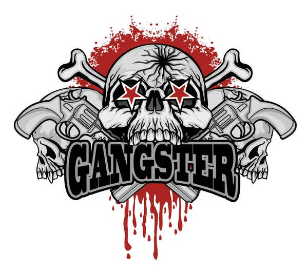 Gangsters Schedel Grunge Vintage Ontwerp Shirts — Stockvector