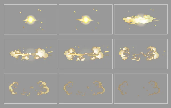 Dimma sida explosion specialeffekt animeringsbildrutor — Stock vektor