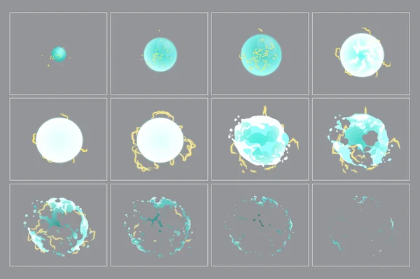 Esplosione fulmini effetto speciale animazione fotogrammi — Vettoriale Stock