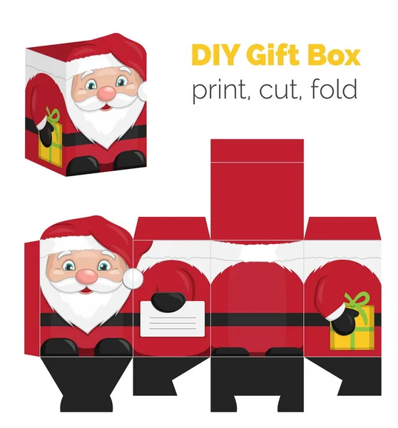 Diy 圣诞圣诞老人形礼品盒 — 图库矢量图片