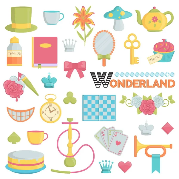 Velká kolekce wonderland ikon — Stockový vektor