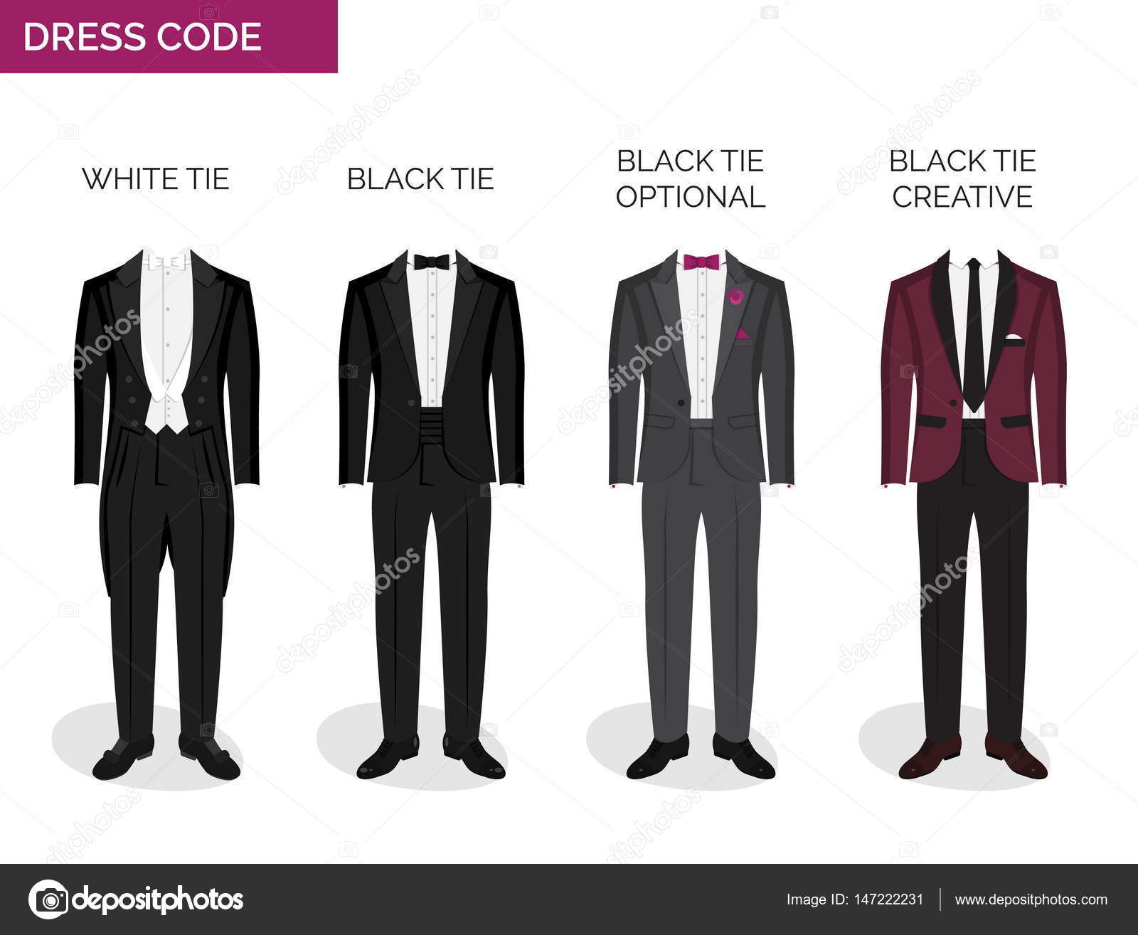 Guia de código de vestimenta formal para homens imagem vetorial de