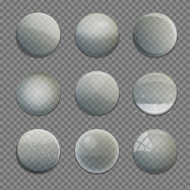 Şeffaf cam daire app düğmeleri topluluğu