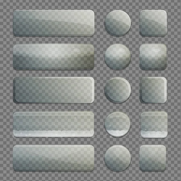 Samling av genomskinligt glas app knappar — Stock vektor