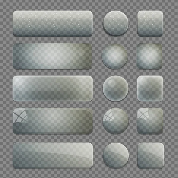 Samling av genomskinligt glas app knappar — Stock vektor