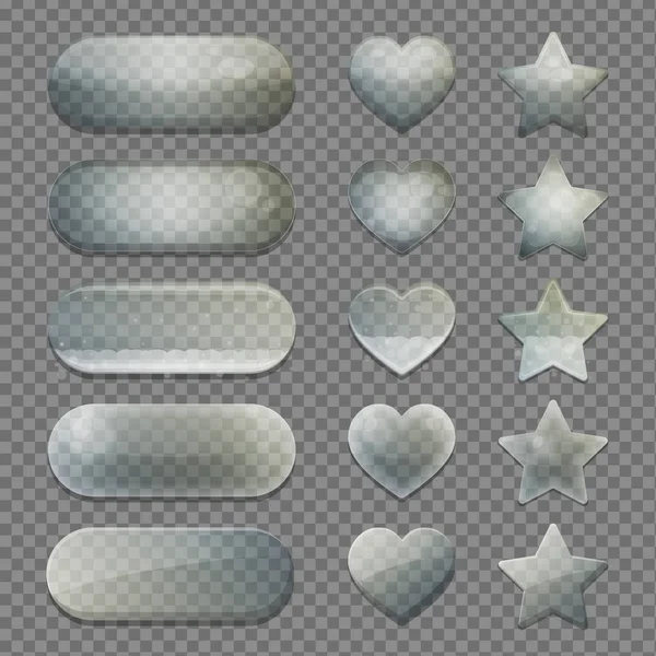 Collection of transparent glass app buttons — Stock Vector