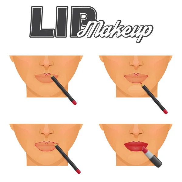 Τέλεια χείλη make-up φροντιστήριο — Διανυσματικό Αρχείο