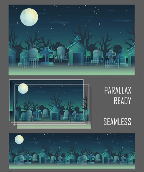 Spooky graveyard seamless background — Stock Vector