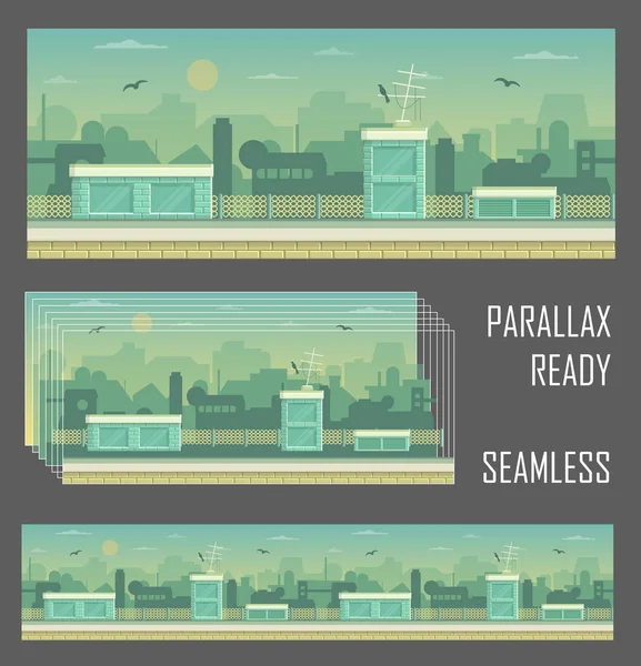 Paralaxa připravena hra průmyslového pozadí — Stockový vektor