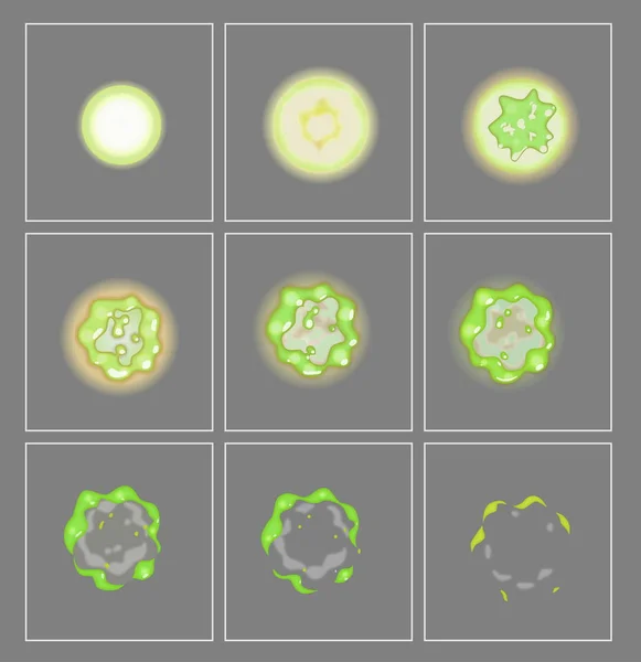 Explosion toxique effets spéciaux images d'animation — Image vectorielle