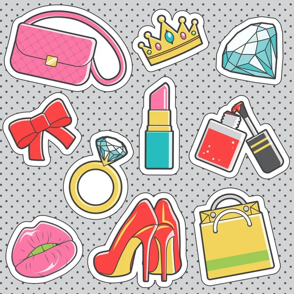 Leuke trendy vintage sticker girly mode badges — Stockvector