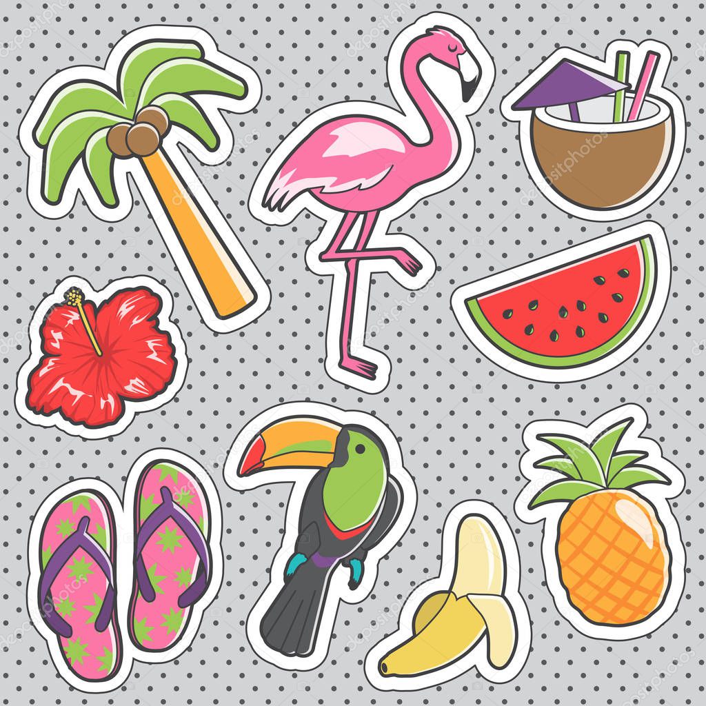 Fun trendy vintage sticker tropical fashion badges
