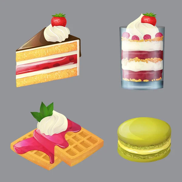 Bonbons et desserts, illustration vectorielle de dessin animé — Image vectorielle