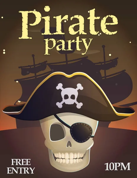 Modello di invito alla festa dei pirati — Vettoriale Stock