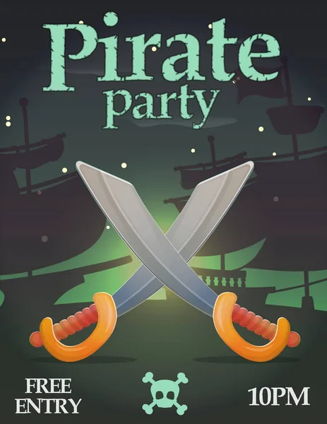 Modello di invito alla festa dei pirati — Vettoriale Stock
