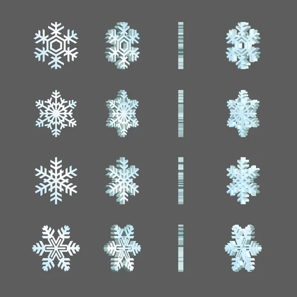 Frosty winter festive snowflakes rotation spin fx frames. — Stock Vector