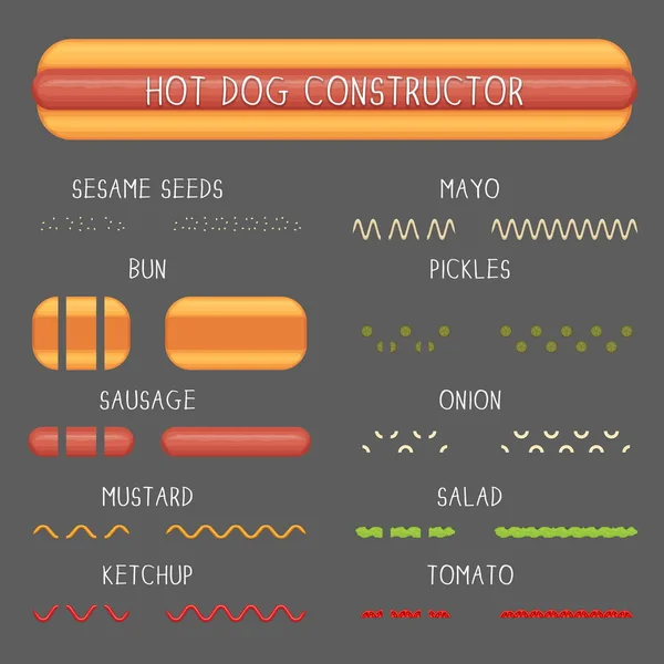 Brosses de décoration sans couture sur mesure hot dog constructeur — Image vectorielle