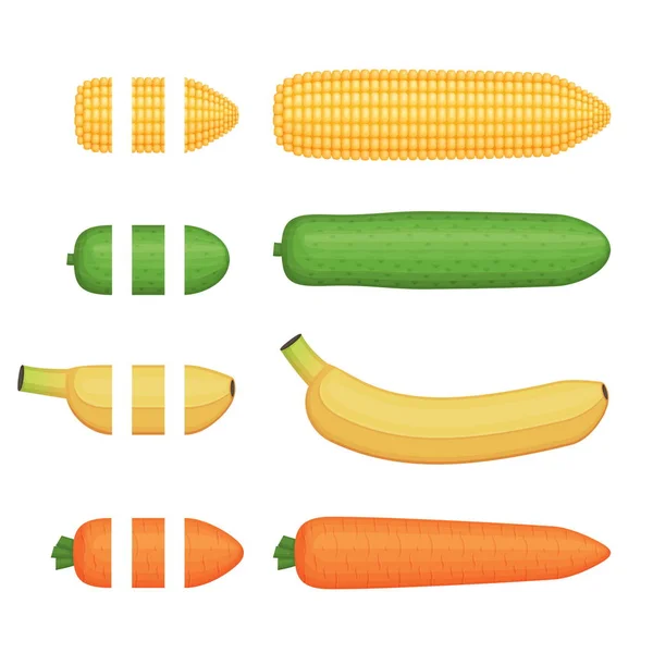 Gyümölcs- és zöldségfélék zökkenőmentes dekoráció kefék — Stock Vector