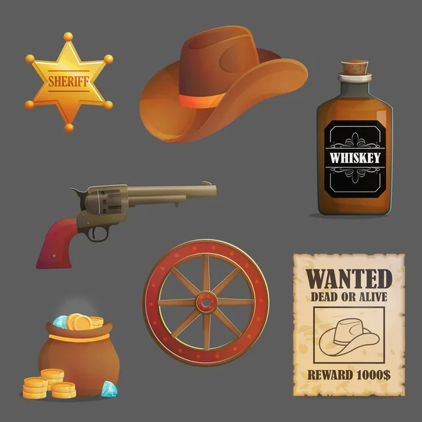 Wild West Accessoires Kollektion — Stockvektor