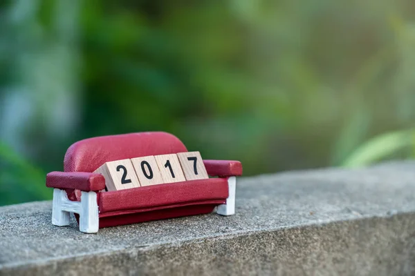 2017 año nuevo objeto decorativo calendario, 2017 año nuevo objeto de madera —  Fotos de Stock