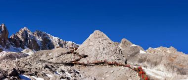 Jade Dragon Snow Mountain, Mount Yulong veya Yulong Snow Dağı'nda Lijiang, Yunnan Eyaleti, Çin.